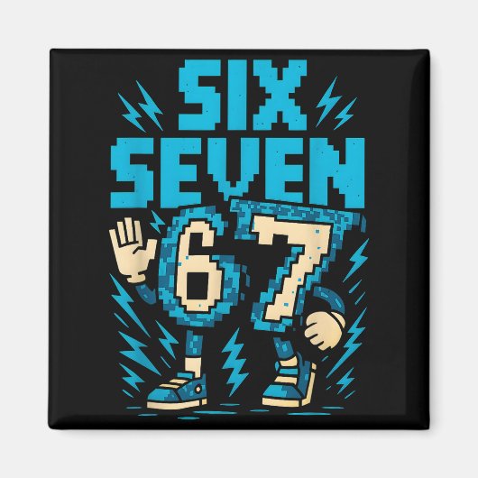 Six Seven 67 Xel Gamer Apparel Retro Block Style A Magneet (Voorkant)
