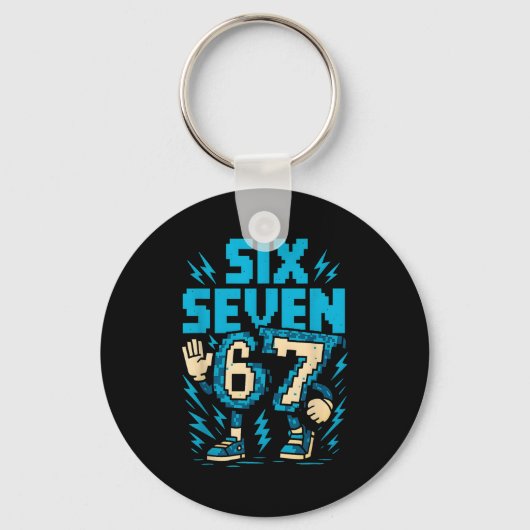 Six Seven 67 Xel Gamer Apparel Retro Block Style A Sleutelhanger (Voorkant)