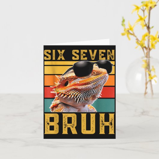 Six Seven 6 7 67 Meme Funny Bearded Dragon Design  Kaart (Gele Bloem)