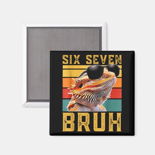 Six Seven 6 7 67 Meme Funny Bearded Dragon Design  Magneet (Voorkant / Achterkant)