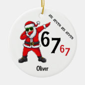 Six Seven 6 7 67 Meme Kerstman Dubbing Persoonlijk Keramisch Ornament (Voorkant)