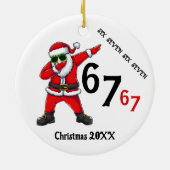 Six Seven 6 7 67 Meme Kerstman Dubbing Persoonlijk Keramisch Ornament (Achterkant)