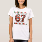 Six Seven 6 7 Buffalo Plaid Ugly Christmas Sweater T-shirt (Voorkant)
