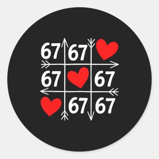 Six Seven 6 7 Funny 67 Valentines Day Heart Men Wo Ronde Sticker (Voorkant)