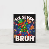 Six Seven 6 7 Funny Bruh Christmas Dabbing Elf Mat Kaart (Voorkant)