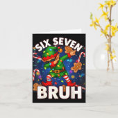 Six Seven 6 7 Funny Bruh Christmas Dabbing Elf Mat Kaart (Gele Bloem)