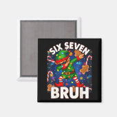 Six Seven 6 7 Funny Bruh Christmas Dabbing Elf Mat Magneet (Voorkant / Achterkant)