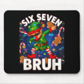 Six Seven 6 7 Funny Bruh Christmas Dabbing Elf Mat Muismat (Voorkant)