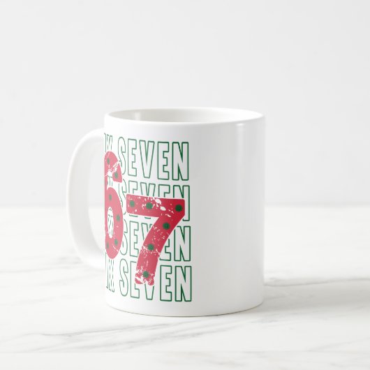 Six Seven 6 7 Funny Meme Mug Koffiemok (Voorkant links)