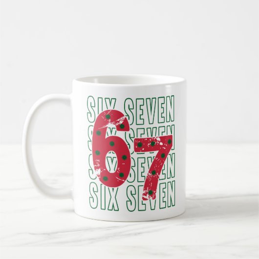 Six Seven 6 7 Funny Meme Mug Koffiemok (Links)
