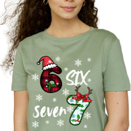 Six Seven 6 7 Gen Alpha Meme Kerstmis T-shirt