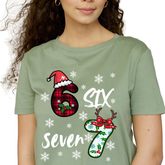 Six Seven 6 7 Gen Alpha Meme Kerstmis T-shirt
