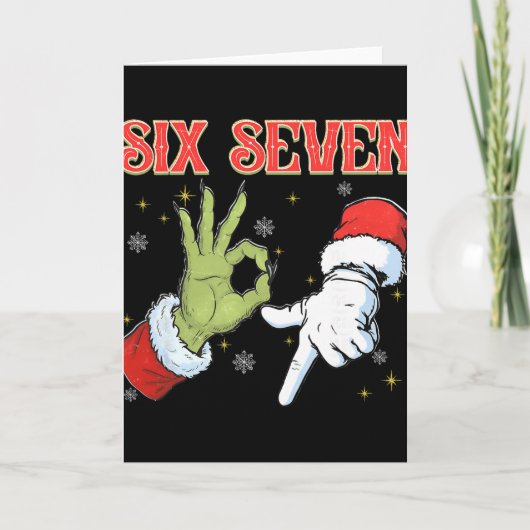 Six Seven 6 7 Gen Z Alpha Meme Slang Prettig Kerst Kaart (Voorkant)