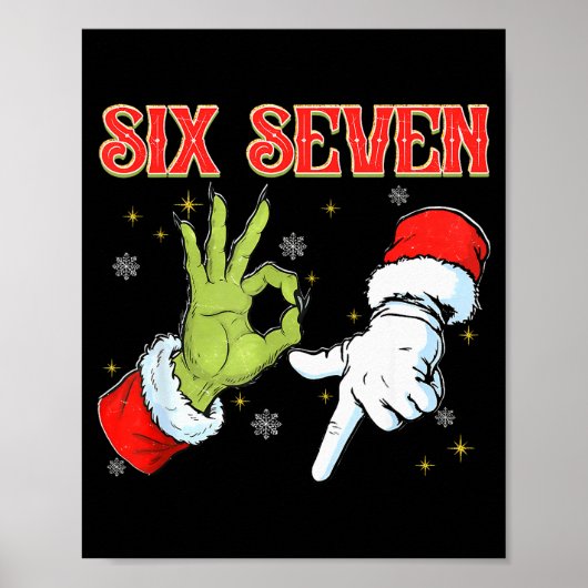 Six Seven 6 7 Gen Z Alpha Meme Slang Prettig Kerst Poster (Voorkant)