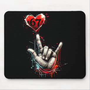 Six Seven 6 7 Ik Hou van Jou Handgebaar Asl Hart K Muismat