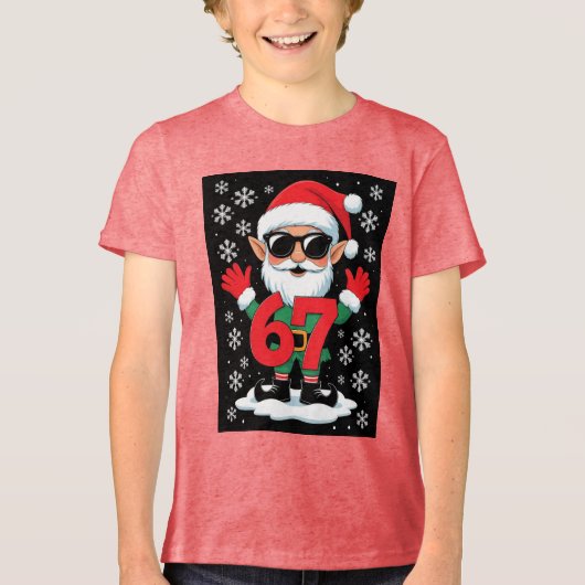 Six Seven 6 7 Kerst T-shirt Cool Santa Meme (Voorkant)