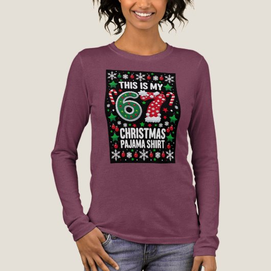 Six Seven 6 7 Kerst T-shirt Meme Pyjamashirt (Voorkant)