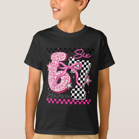 Six Seven 6 7 Leopard Checkered 67 Meme Teacher Wo T-shirt (Voorkant)