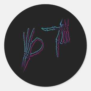 Six Seven 6 7 Meme 67 Skelet Hand Halloween Kostuu Ronde Sticker