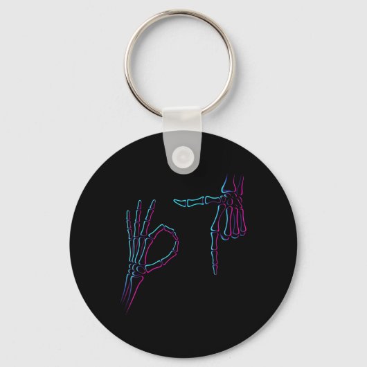 Six Seven 6 7 Meme 67 Skelet Hand Halloween Kostuu Sleutelhanger (Voorkant)