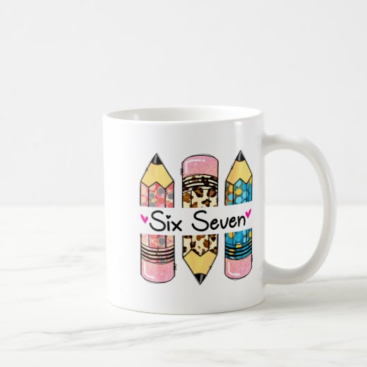 Six Seven 6 7 Meme 67 Teacher Design For Women Gir Koffiemok (Rechts)