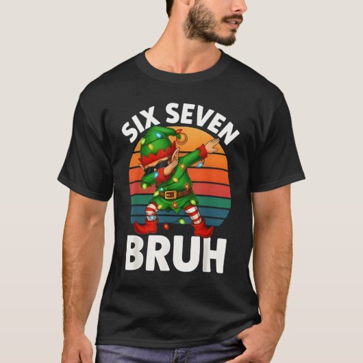 Six Seven 6 7 Meme Dabbing Elf Merry Christmas Bru T-shirt (Voorkant)