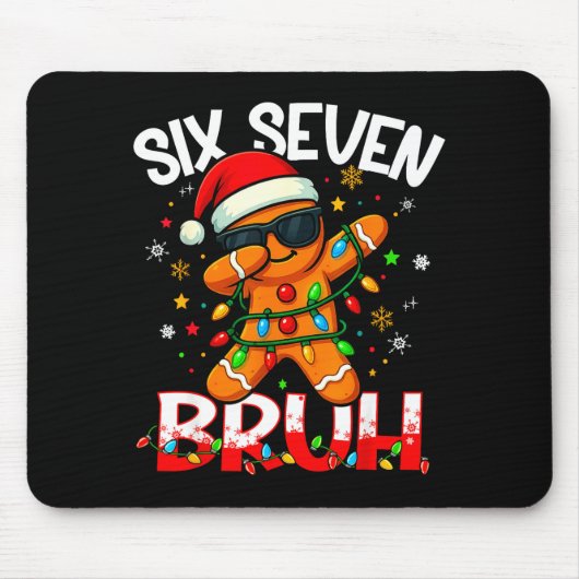 Six Seven 6 7 Meme Dabbing Gingerbread Man Christm Muismat (Voorkant)