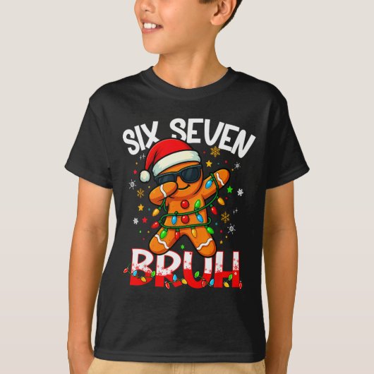 Six Seven 6 7 Meme Dabbing Gingerbread Man Christm T-shirt (Voorkant)