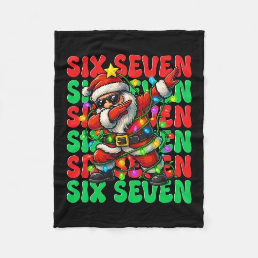 Six Seven 6 7 Meme Dabbing Kerstman Kerstmis 67 Pa Fleece Deken (Voorkant)