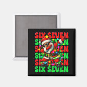 Six Seven 6 7 Meme Dabbing Kerstman Kerstmis 67 Pa Magneet (Voorkant / Achterkant)