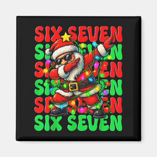 Six Seven 6 7 Meme Dabbing Kerstman Kerstmis 67 Pa Magneet (Voorkant)
