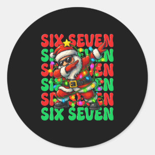 Six Seven 6 7 Meme Dabbing Kerstman Kerstmis 67 Pa Ronde Sticker