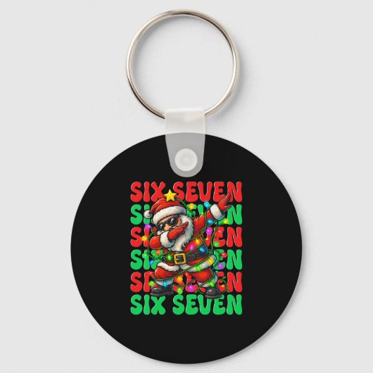 Six Seven 6 7 Meme Dabbing Kerstman Kerstmis 67 Pa Sleutelhanger (Voorkant)
