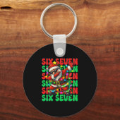 Six Seven 6 7 Meme Dabbing Kerstman Kerstmis 67 Pa Sleutelhanger (Voorkant)