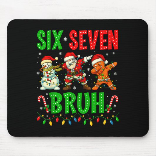 Six Seven 6 7 Meme Dabbing Kerstman Peperkoek Chri Muismat (Voorkant)