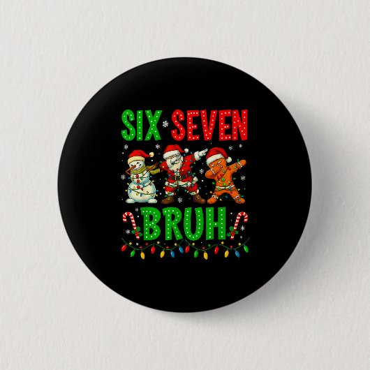 Six Seven 6 7 Meme Dabbing Kerstman Peperkoek Chri Ronde Button 5,7 Cm (Voorkant)