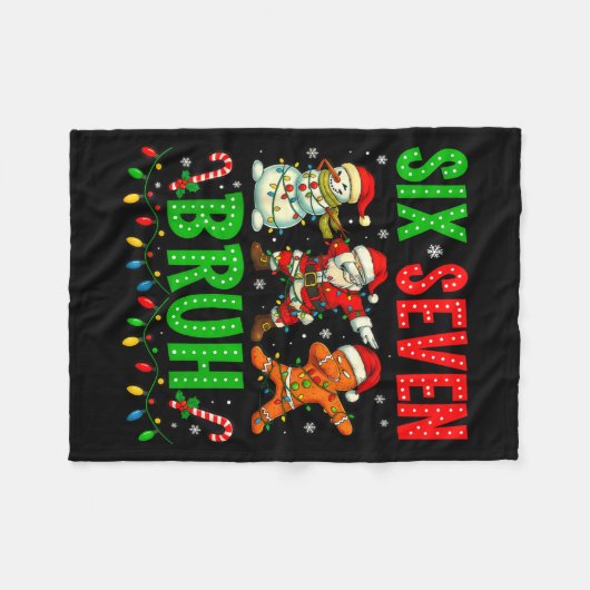 Six Seven 6 7 Meme Dabbing Santa Gingerbread Chris Fleece Deken (Voorkant (Horizontaal))