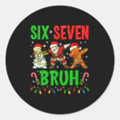 Six Seven 6 7 Meme Dabbing Santa Gingerbread Chris Ronde Sticker (Voorkant)