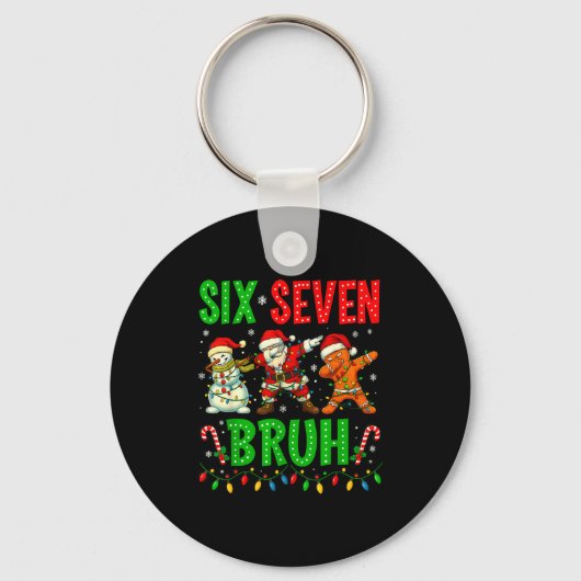 Six Seven 6 7 Meme Dabbing Santa Gingerbread Chris Sleutelhanger (Voorkant)