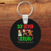 Six Seven 6 7 Meme Dabbing Santa Gingerbread Chris Sleutelhanger (Voorkant)