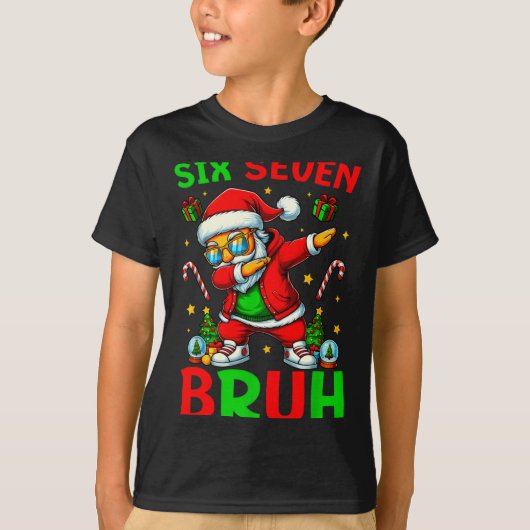 Six Seven 6 7 Meme Dabbing Santa Merry Christmas B T-shirt (Voorkant)