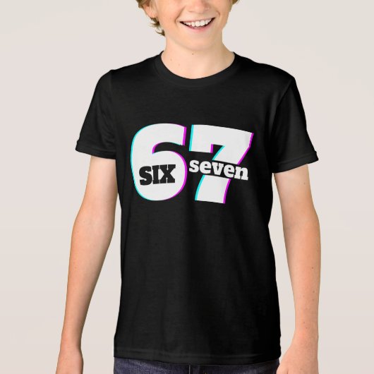 Six Seven 6 7 Meme Fun Design 67 - Tri-Blend Shirt (Voorkant)