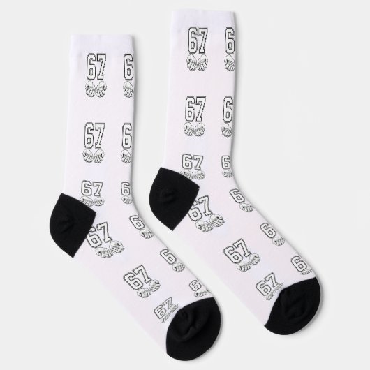 Six Seven 6 7 Meme Funny Hands Socks Sokken (Rechts)