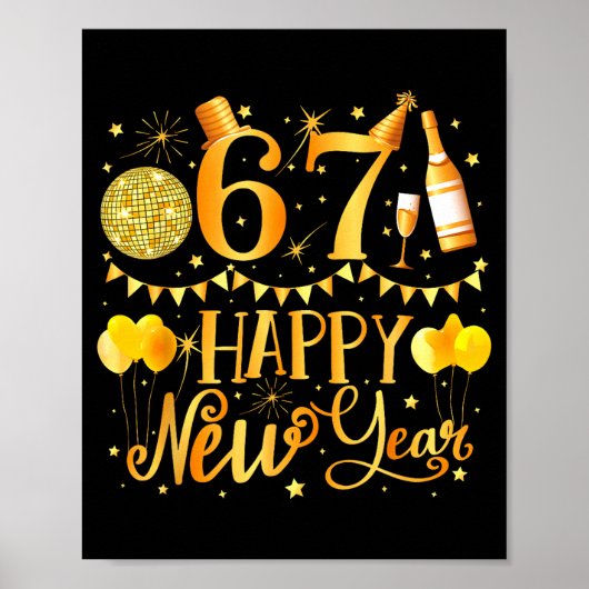 Six Seven 6 7 Meme Funny Happy New Year 67 2026  Poster (Voorkant)
