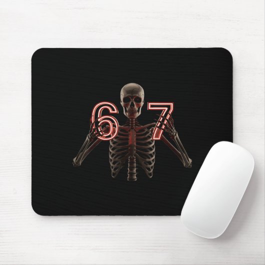 Six Seven 6 7 Meme Funny Skeleton Hands Sign Let's Muismat (Met muis)