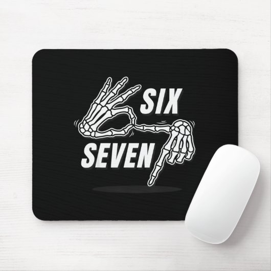 Six Seven 6 7 Meme Funny Skeleton Hands Sign Let's Muismat (Met muis)