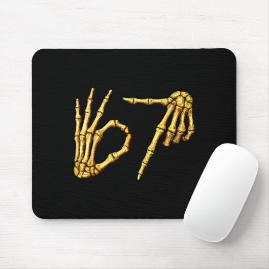 Six Seven 6 7 Meme Funny Skeleton Hands Sign Let's Muismat (Met muis)