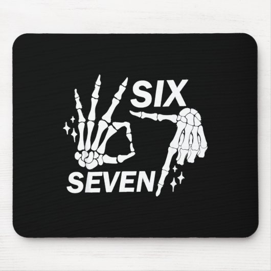Six Seven 6 7 Meme Funny Skeleton Hands Sign Let's Muismat (Voorkant)