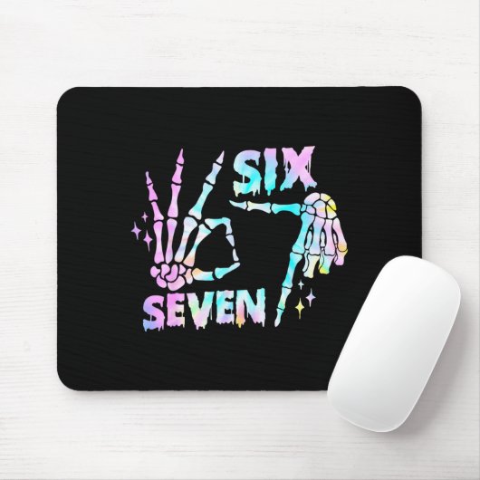 Six Seven 6 7 Meme Funny Skeleton Hands Sign Let's Muismat (Met muis)