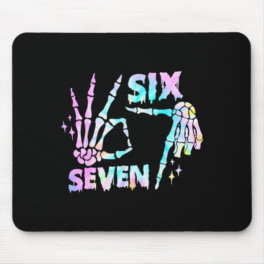 Six Seven 6 7 Meme Funny Skeleton Hands Sign Let's Muismat (Voorkant)